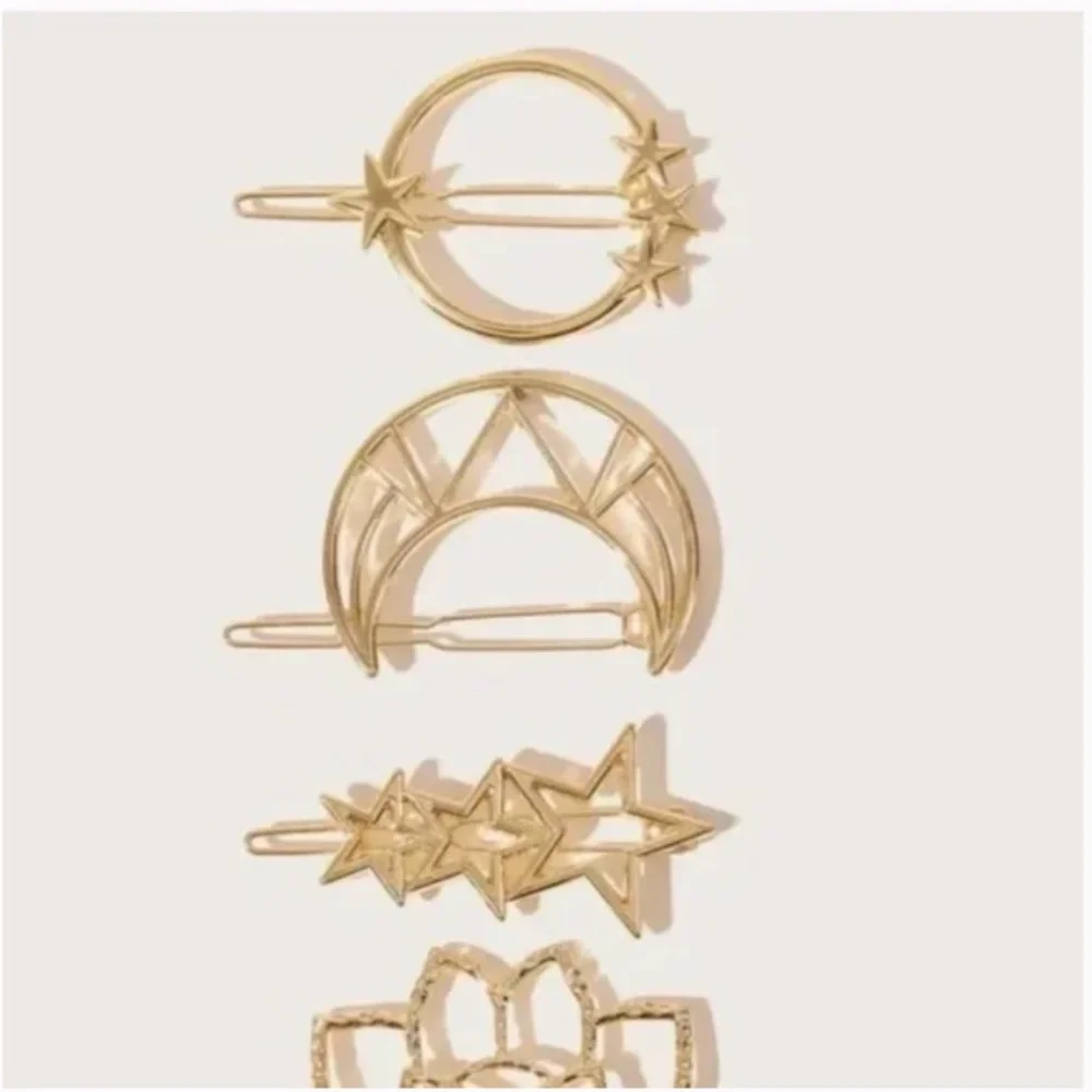 FREE Lotus Floral Star Moon Hipster Hippie Art Deco Farm Hip Boho Hair Clips Set